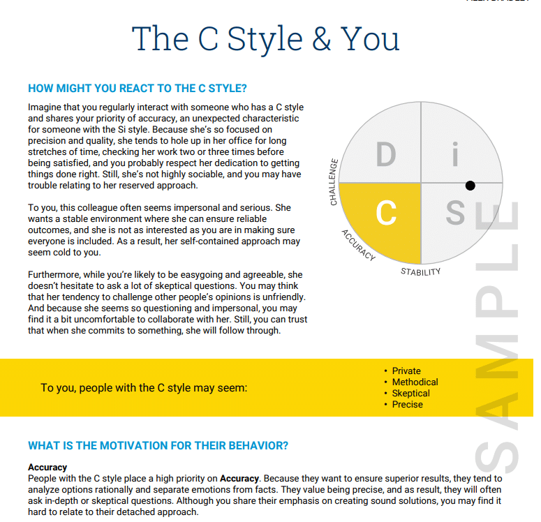 "The C Style & You" from Everything DiSC Workplace
