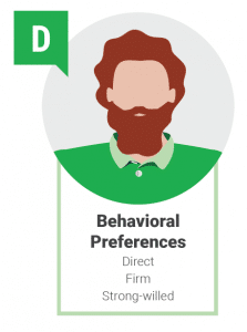 Behavioral preferences of D-style managers: Direct, Firm, Strong-willed