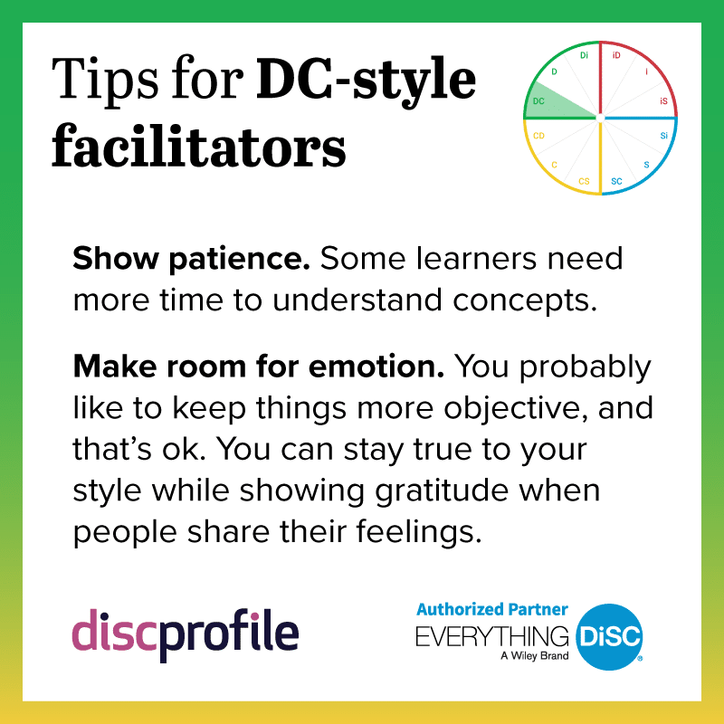Tips for DiSC DC-style facilitators