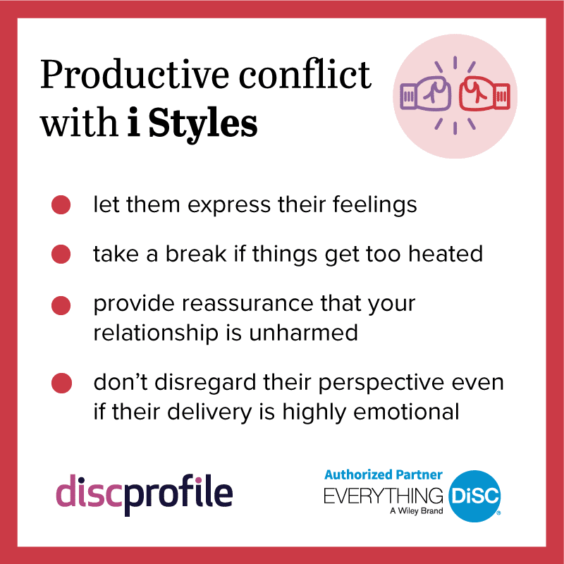 Productive conflict with DiSC i styles